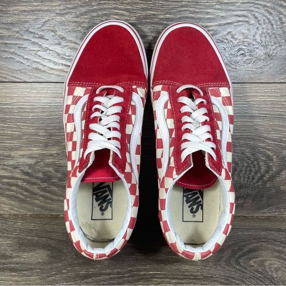Vans Men's Size 9 Old Skool Red Primary Check Suede Canvas Sneakers Skate Shoes - Picture 5 of 8
